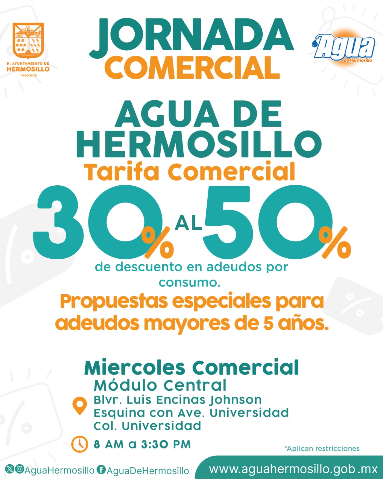 Continúa Agua de Hermosillo Programa de Regularización en vacaciones con tres Jornadas de Descuentos